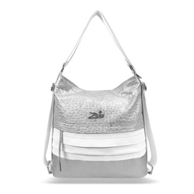Zellia Női Válltáska/Hátizsáká Alakítható 22007 Ezüst-Fehér - Brw-Strus -