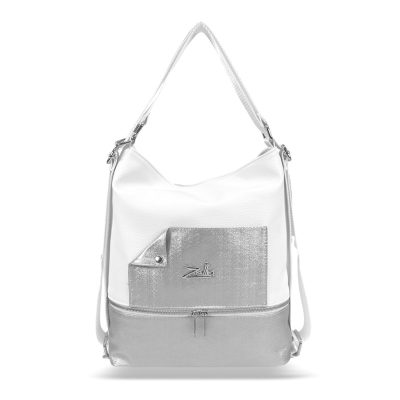 Zellia Női Válltáska/Hátizsáká Alakítható 24099 Fehér-Ezüst - Diamond -
