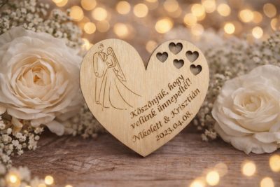 Esküvői Hűtőmágnes (Szív alak)