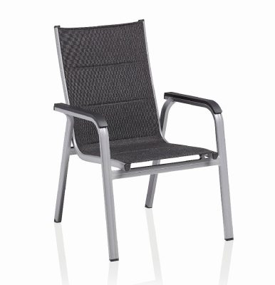 KETTLER BASIC PLUS PADDED alumínium rakásolható, párnázott kerti szék – ezüst / antracit