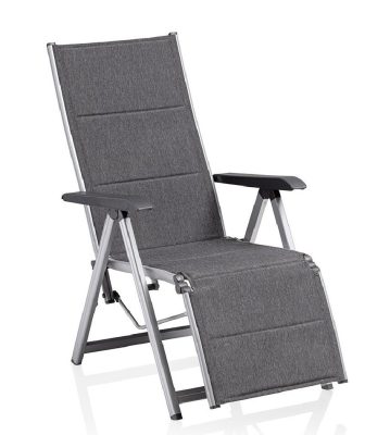 KETTLER BASIC PLUS PADDED relaxációs, dönthető alumínium kerti szék – ezüst / antracit
