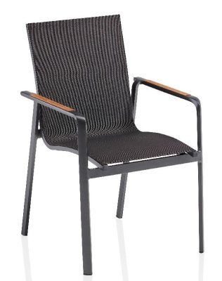 KETTLER DIAMOND alumínium rakásolható kerti szék teafa karfával – antracit / antracit