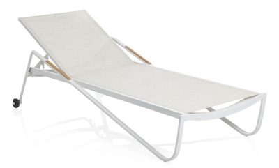 KETTLER DIAMOND alumínium napozóágy teakfa karfával – fehér / krém