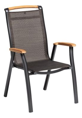 KETTLER MEMPHIS TEAK alumínium rakásolható kerti szék teakfa karfával – antracit / bronz