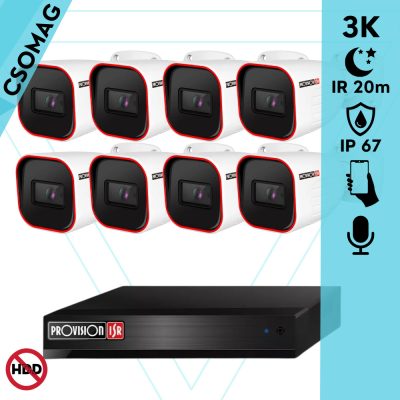 Provision 8 cső kamerás analóg megfigyelőrendszer 3K biztonsági kamera 2.8 mm fix objektívvel