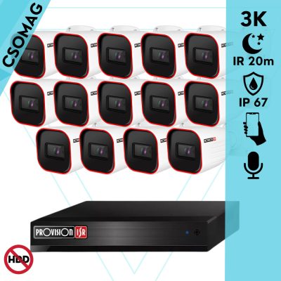 Provision 14 cső kamerás analóg megfigyelőrendszer 3K biztonsági kamera 2.8 mm fix objektívvel