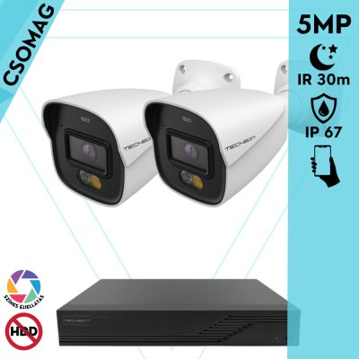 Techson 2 cső kamerás analóg megfigyelőrendszer 5MP HD cső biztonsági kamera, 2.8 mm fix objektívvel, beépített mikrofon