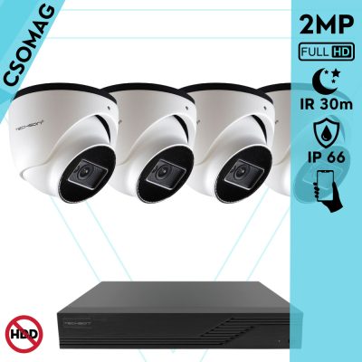 Techson 4 dome kamerás analóg megfigyelőrendszer 2MP HD dóm biztonsági kamera, 2.8 mm fix objektívvel