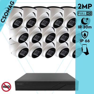 Techson 16 dome kamerás analóg megfigyelőrendszer 2MP HD dóm biztonsági kamera, 2.8 mm fix objektívvel