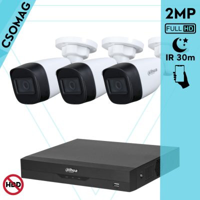 Dahua 3 cső kamerás analóg megfigyelőrendszer 2MP HD cső biztonsági kamera, 2.8 mm fix objektívvel