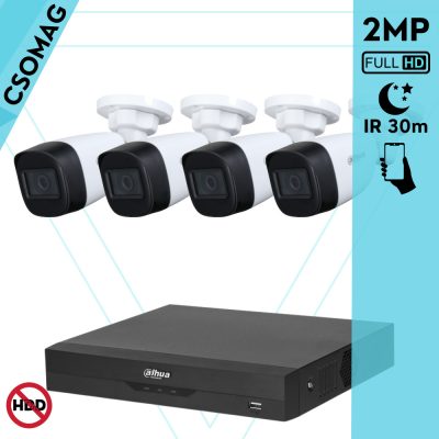 Dahua 4 cső kamerás analóg megfigyelőrendszer 2MP HD cső biztonsági kamera, 2.8 mm fix objektívvel