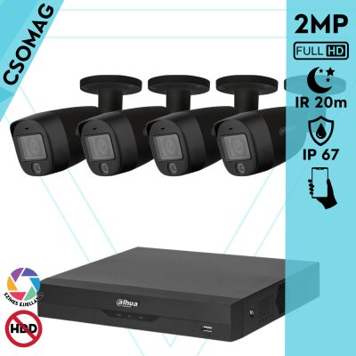 Dahua 4 cső kamerás analóg megfigyelőrendszer 2MP HD cső biztonsági kamera, 2,8 mm fix objektív, hibrid fény