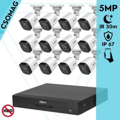 Dahua 12 cső kamerás analóg megfigyelőrendszer 5MP HD cső biztonsági kamera, 2,8 mm fix objektív
