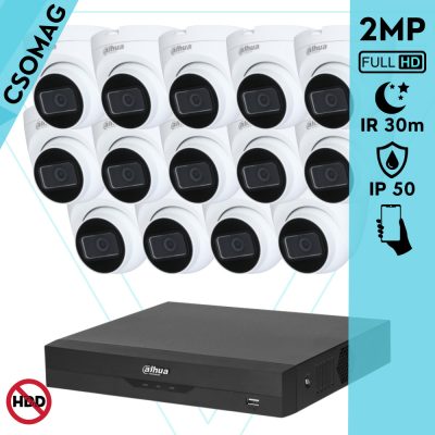 Dahua 14 dome kamerás analóg megfigyelőrendszer 2MP HD dóm biztonsági kamera, 2.8 mm fix objektívvel