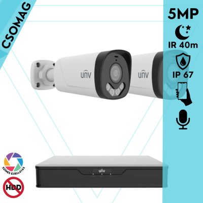 Uniview 2 cső kamerás analóg megfigyelőrendszer 5MP HD biztonsági kamera, 2.8 mm fix objektív, ColorHunter technológia, Dual light megvilágítással