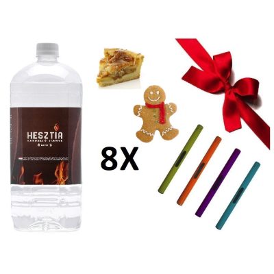 HESZTIA Bioetanol 1,0 L 4db Mézeskalács + 4db Almás pite - Ajándék színes gyújtópálcával 