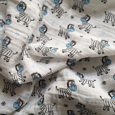 Textilpelenka Kék Zebra 100 % pamut