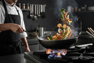 Kékacél Wok 32 cm-es a de Buyer-től