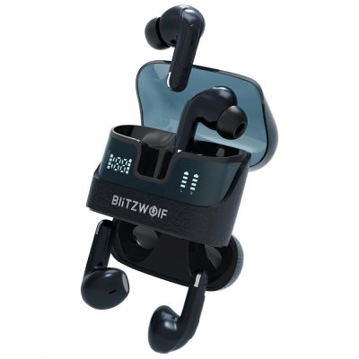 Blitzwolf® BW-FYE17 - 2 pár fülhallgató egy töltődobozban. 13mm-es, nagy hangszóró: tökéletes hangzás, 2x12 óra működés - fekete