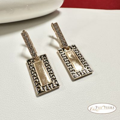  18K Gold Filled lógós, kristályos fülbevaló görög mintával - Paula