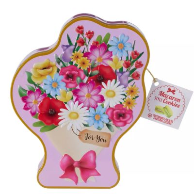 Beckys töltött keksz virág alakú fémdobozban rózsaszín 130g