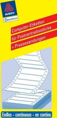 Avery Zweckform No. AP102 leporellós 68 x 35,7 mm méretű, fehér színű, 1 pályás öntapadó címke mátrix nyomtatókhoz - 4000 címke / doboz (Avery AP102)
