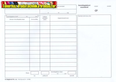 Menetlevél személygépjármű 100lapos A4 fekvő D.Gépj-36