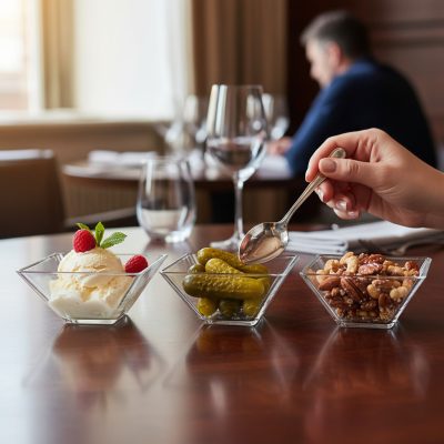 Ming üveg salátástál 250 ml szögletes 10x10x6 cm - 6 db-os csomag