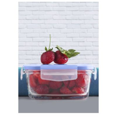 Lav üveg ételtároló-hútőtároló 1,2 l-es edény hermetikusan záró csatos fedővel