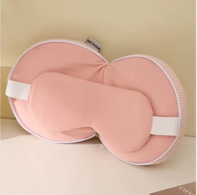 2 az 1-ben nyakpárna + szemmaszk, rózsaszín