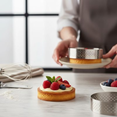 Tartlet karika, perforált, 6,5x2 cm - de Buyer
