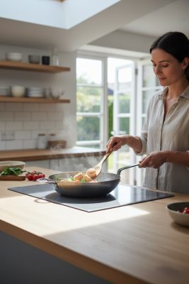 de Buyer Mineral B vas Wok, 32 cm lapos aljú fedő nélkül