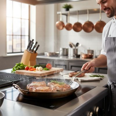 Carbone Plus Vasserpenyő 32 cm-es, füllel a de Buyer-től