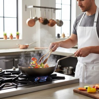 de Buyer Mineral B vas Wok, 28 cm lapos aljú fedő nélkül
