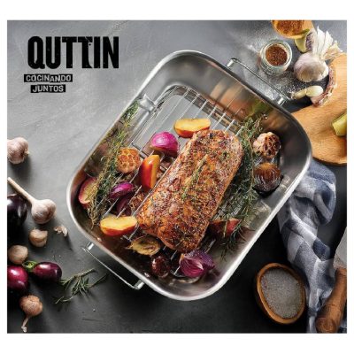 Rozsdamentes sütőtepsi grillráccsal és szegecselt fogantyúkkal 25,5x20 cm