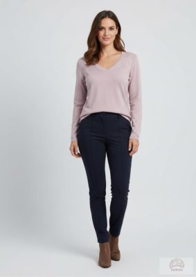 Cortefiel Ékszerdíszítésű V-nyakú Felső – Mályva