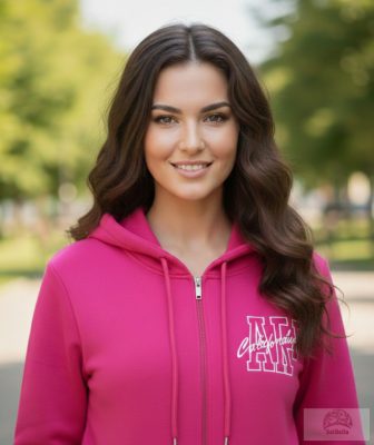 Női Cipzáras Kapucnis Pulóver – Magenta