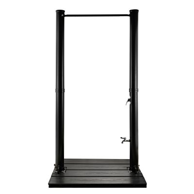 Prémium kerti szolár zuhanykapu 40 literes fekete, lábmosócsappal, PVC tartályos kivitel