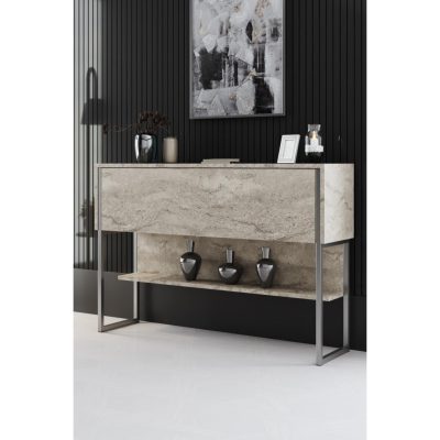 Komód luxe - travertine, silver