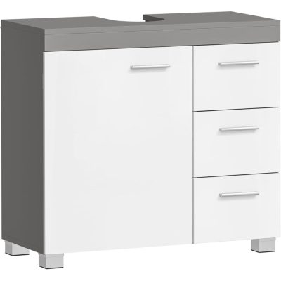 Mosdó alatti szekrény, fürdőszobai szekrény 30 × 70 × 64 cm，fehér–szürke