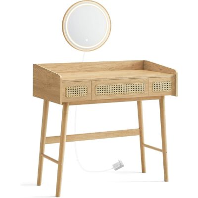 Fésülködőasztal tükörrel és világítással bézs színben