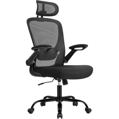 Ergonomikus irodai szék, forgószék hálós háttámlával, fekete színben