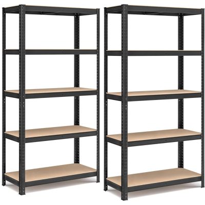 Acél polcrendszer 2 db-os, 180x90x40 cm, fekete