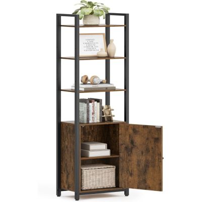6 szintes könyvespolc 24 × 40 × 159,5 cm, barna és fekete színben