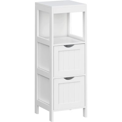 Fürdőszoba padlószekrény, tároló állvány 30 x 30 x 89 cm fehér