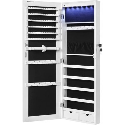 Led ékszertartó falra vagy ajtóra szerelhető, fehér