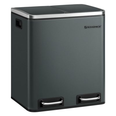 30 literes fém szemetes, 2 x 15 liter hulladékgyűjtő, füst szürke