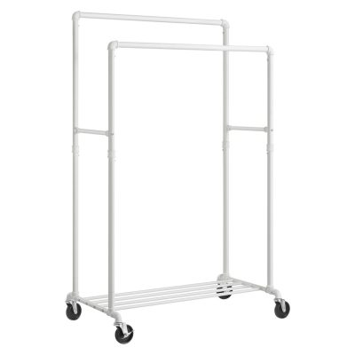 Dupla ruhatartó állvány, kabáttartó, fehér