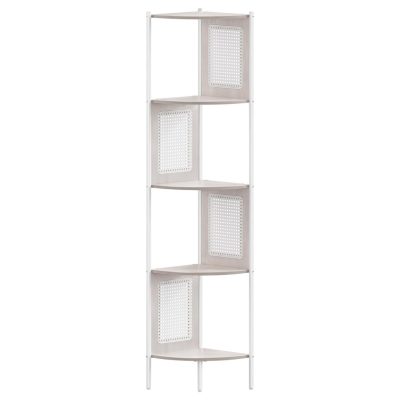 5 szintes sarokpolc, könyvespolc polirattan oldalakkal, 156x32x32 cm, zab bézs