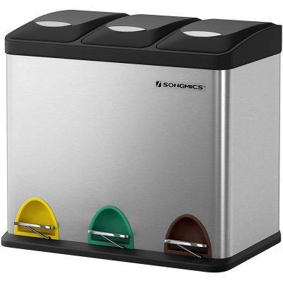 Szelektív hulladékgyűjtő, szemeteskuka rozsdamentes acél 24l